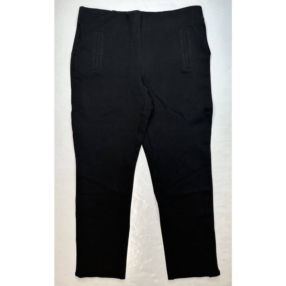 Chicos Pants Ponte Knit Ankle 1 (US 8/Medium) Black Stretch Pull On Slimming EUC